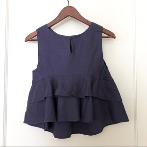 Adorable Club Monaco Ruffled Top in Navy